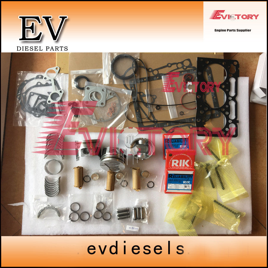 For kubota D1305 overhaul rebuild kit piston + bearing + gasket +valves