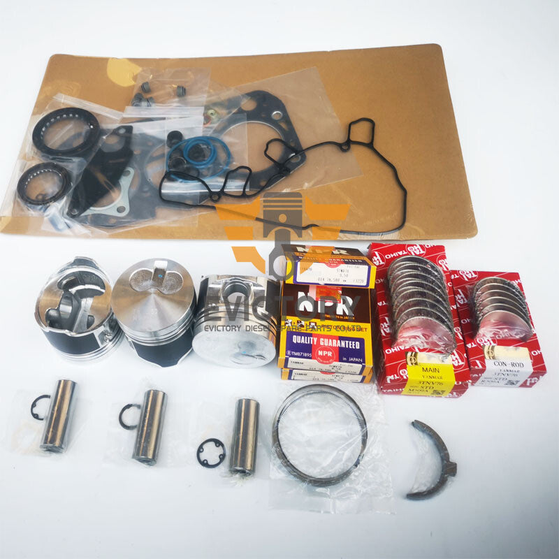 For Yanmar 3YM30 rebuild kit valves + guides + piston ring liner gasket bearing