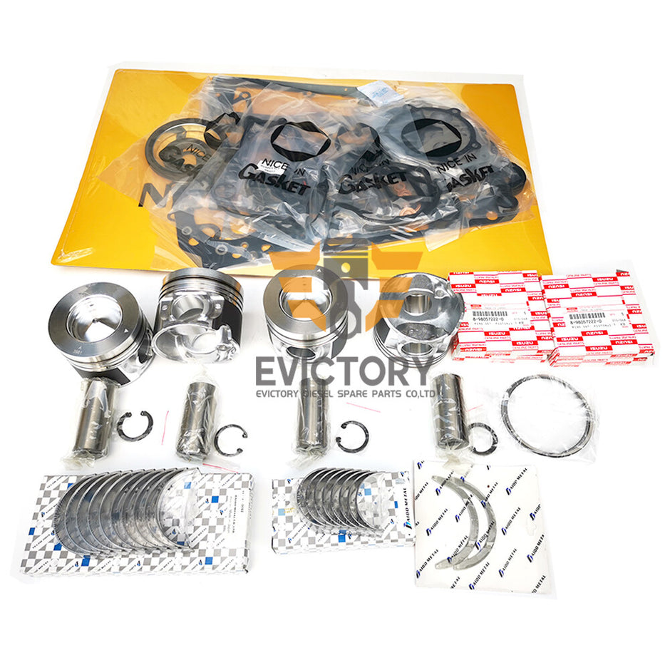 For Isuzu engine overhaul kit  4JJ1T 4JJ1 piston + ring complete gasket bearing