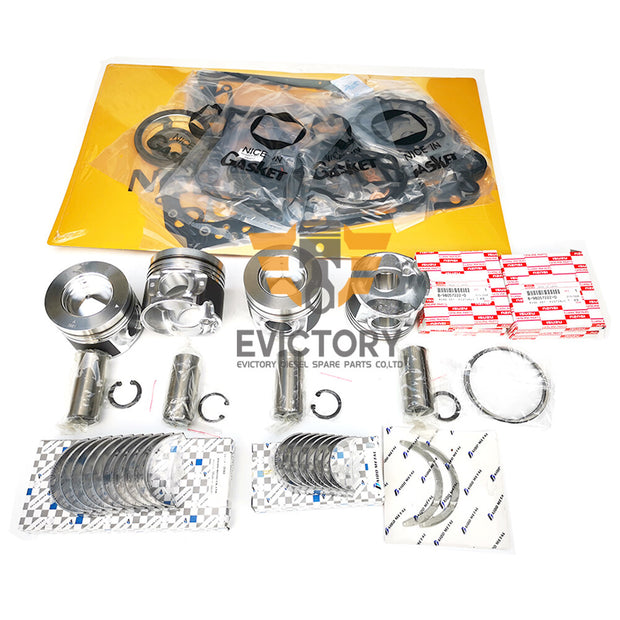 For Isuzu engine overhaul kit  4JJ1T 4JJ1 piston + ring complete gasket bearing