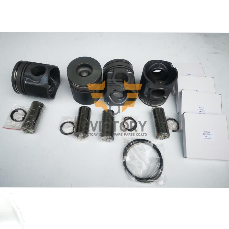 For JCB444 rebuild Piston ring cylinder liner head gasket bearing main con rod