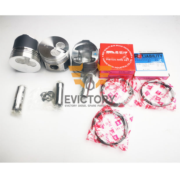 for Yanmar Diesel Engine Parts 3TNE72 3TN72E 3D72E oversized 0.50mm piston kits bearing gaskets