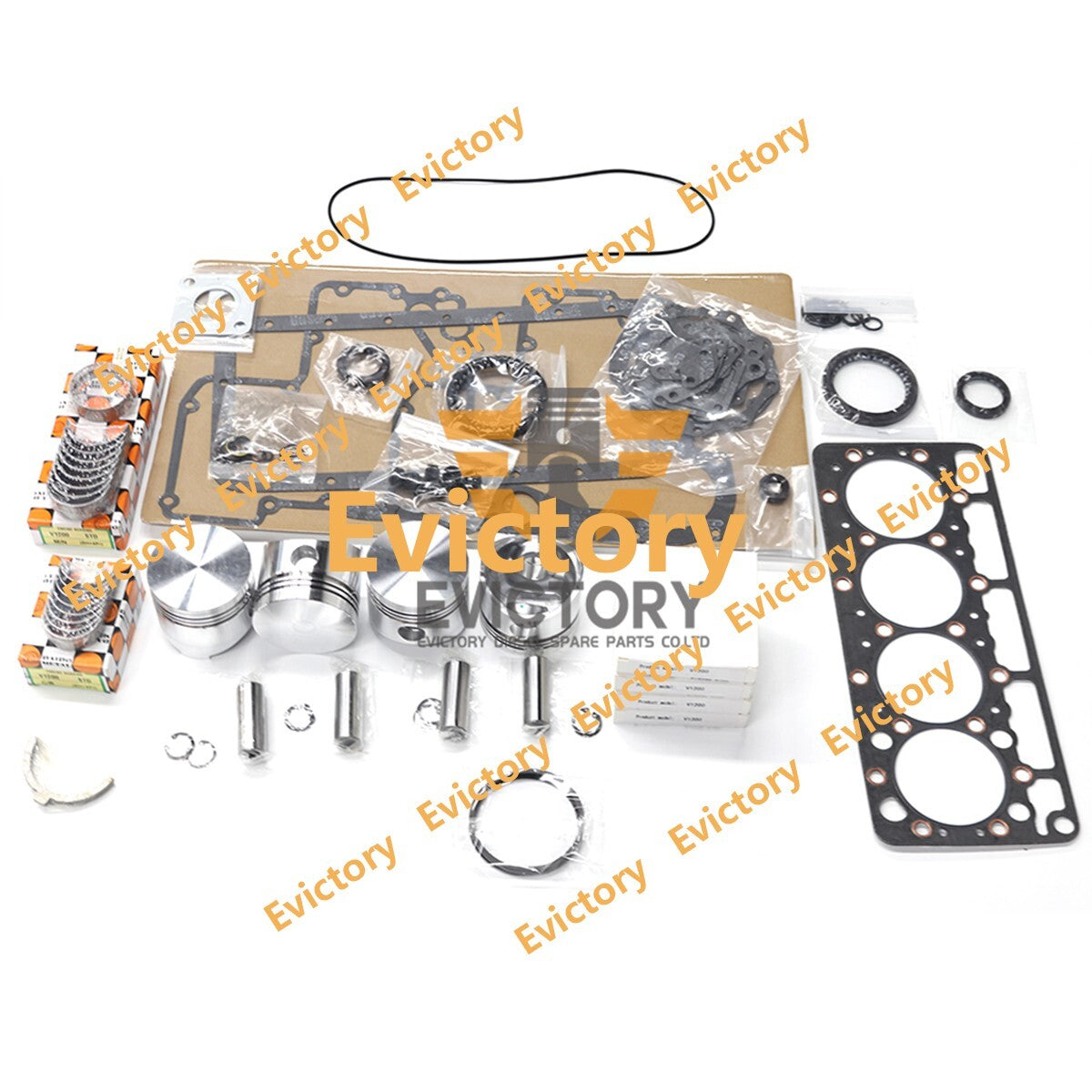 V1200 Engine Overhaul Rebuild Kit for Kubota piston ring bearing gasket