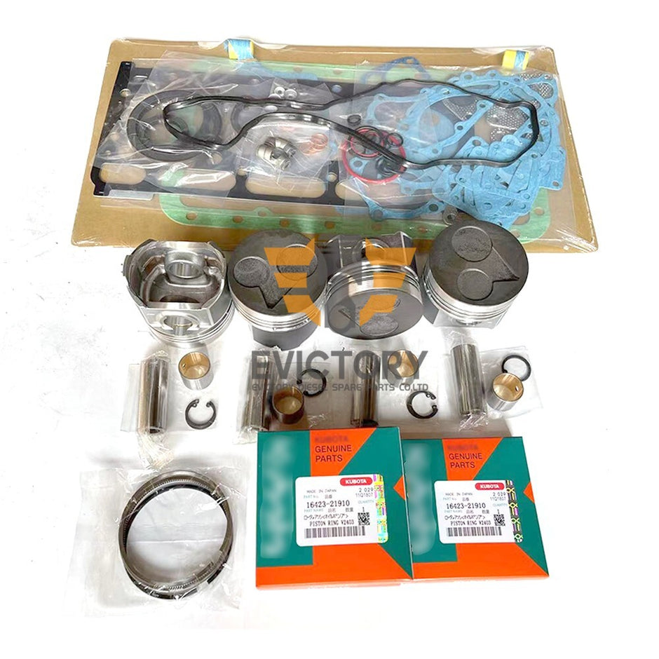 For KUBOTA V2403 Crankshaft engine rebuild kit piston ring cylinder gasket brgs