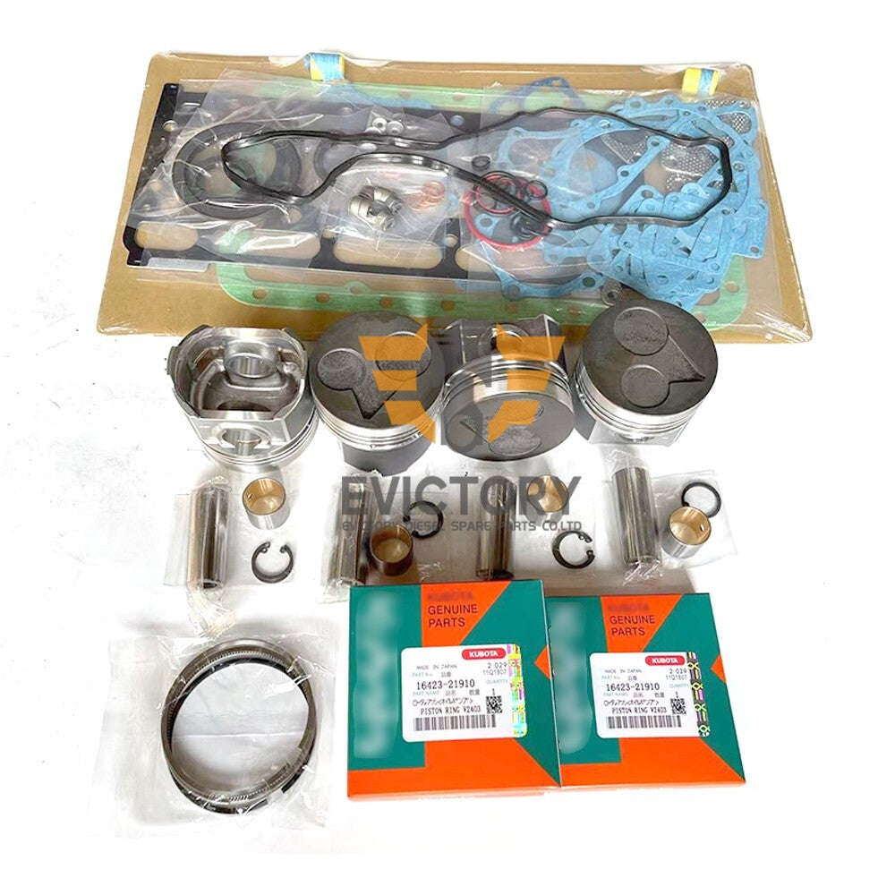 For KUBOTA V2403 Crankshaft engine rebuild kit piston ring cylinder gasket brgs