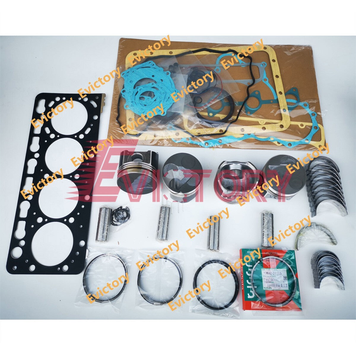 For Kubota V3600 rebuild kit +0.50mm oversize piston ring gasket bearing