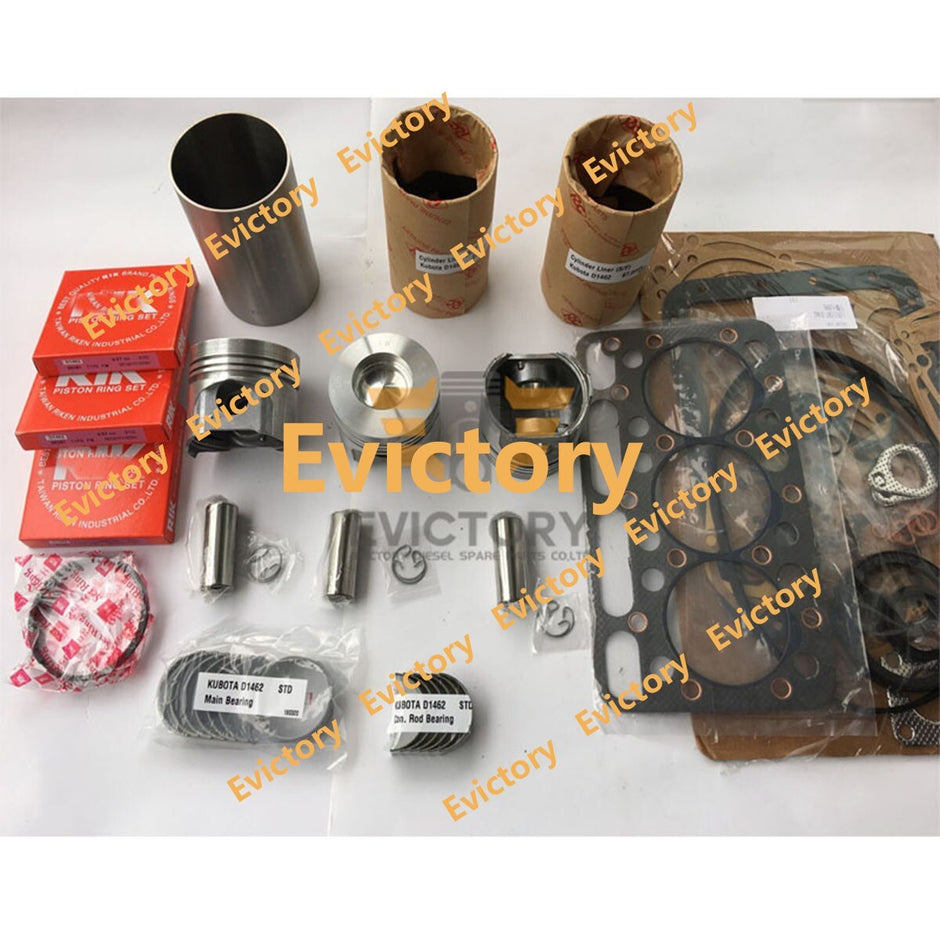 For KUBOTA D1462 rebuild kit piston liner gasket bearing Excavator Bobcat 328C