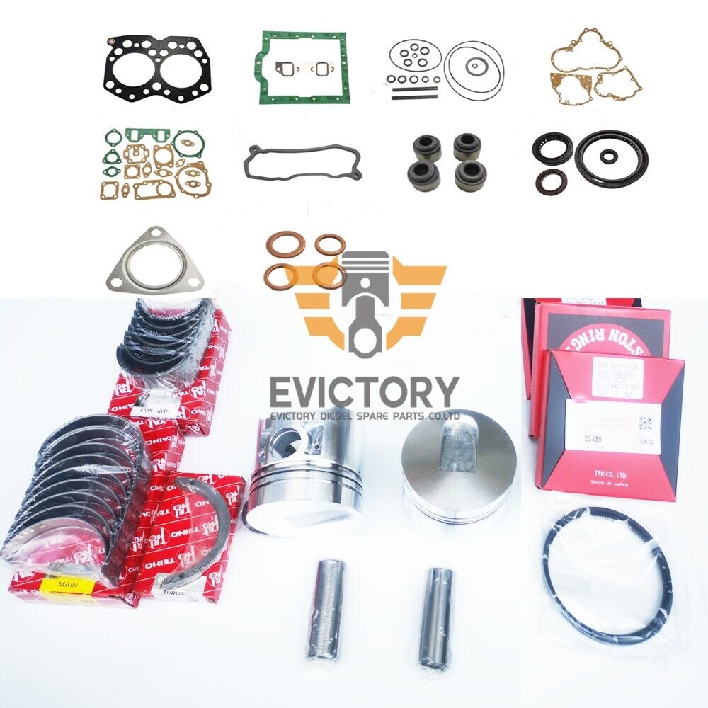For MITSUBISHI S2E S2E2 Rebuild Kit Piston Ring Valve Guide Gasket Bearing
