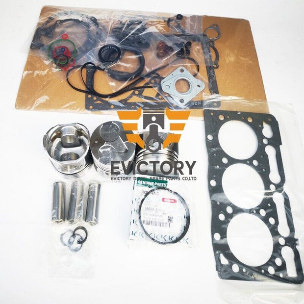 For Kubota D1105 rebuild kit piston ring full gasket kit +6 pcs valve