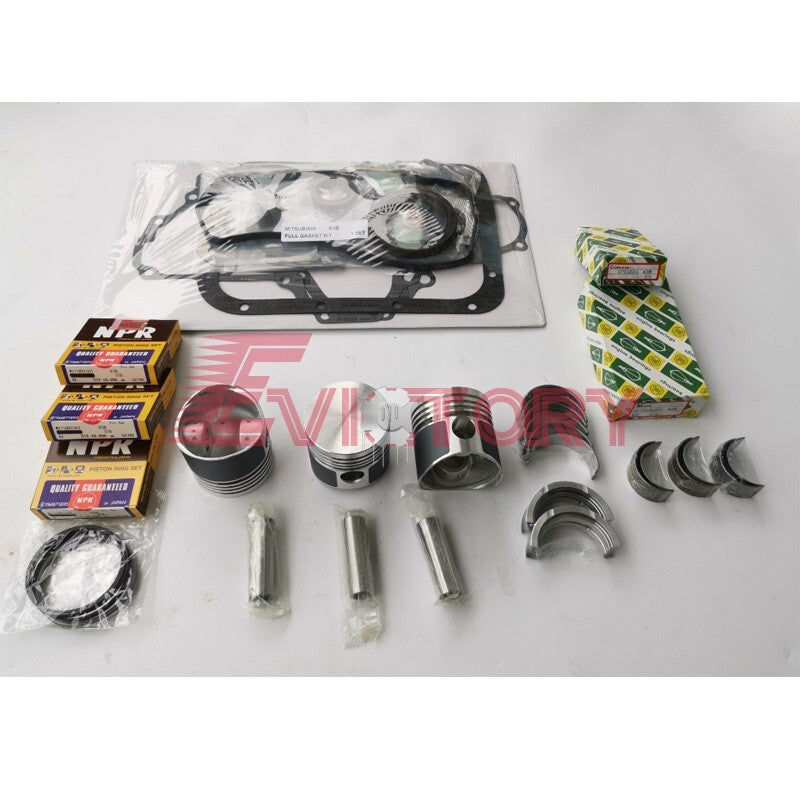 For Mitsubishi K3B rebuild overhaul kit piston cylinder head gasket all bearing