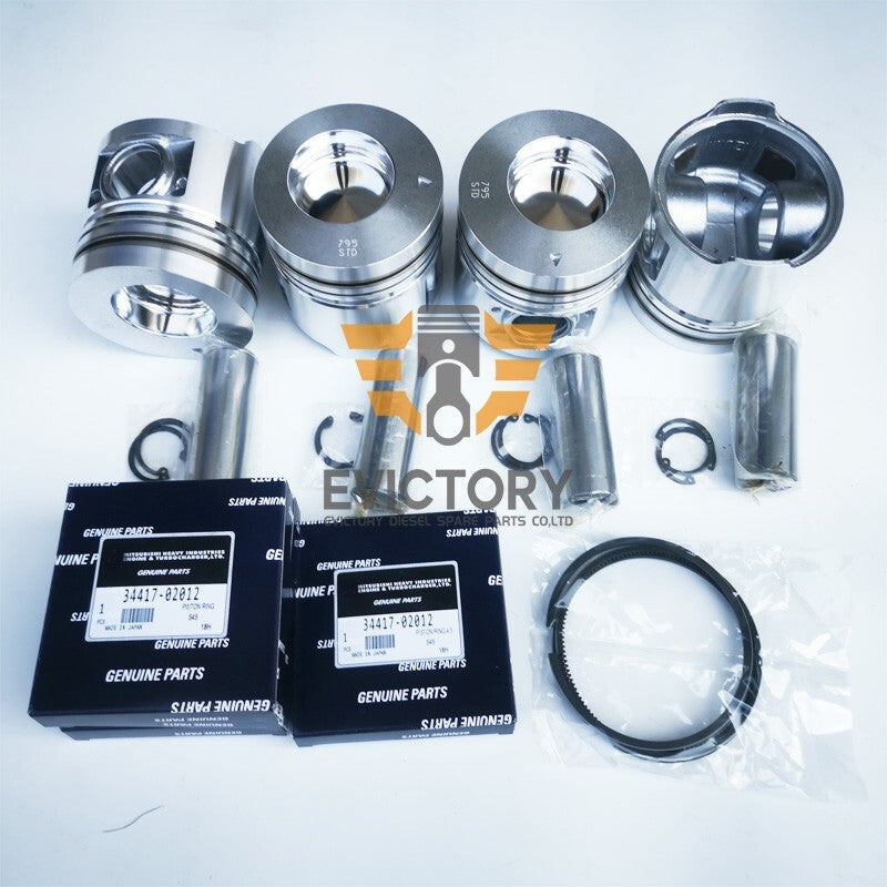 For Mitsubishi S4S-D S4SD S4S Crankshaft + piston + piston ring + main bearing