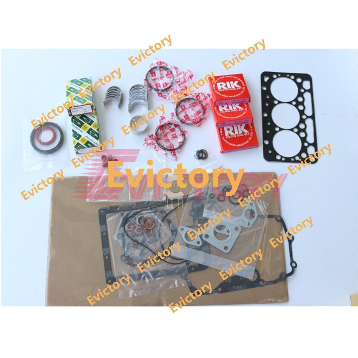 FOR KUBOTA D950 rebuild kit piston ring + full gasket kit + big small bearing
