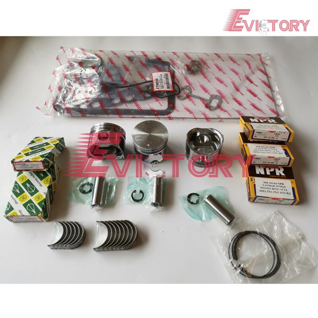For Yanmar 3TNV68 overhaul rebuild kit big small end bearing + piston + gasket
