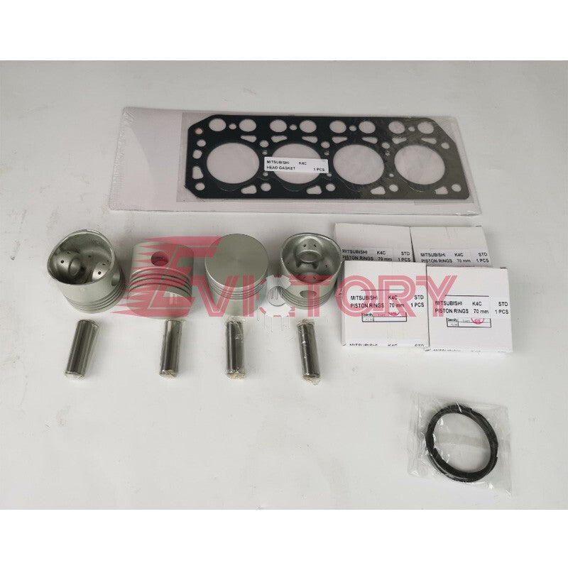 For Mitsubishi K4D rebuild kit Piston Ring Cylinder Head Gasket Kit Tractor Part