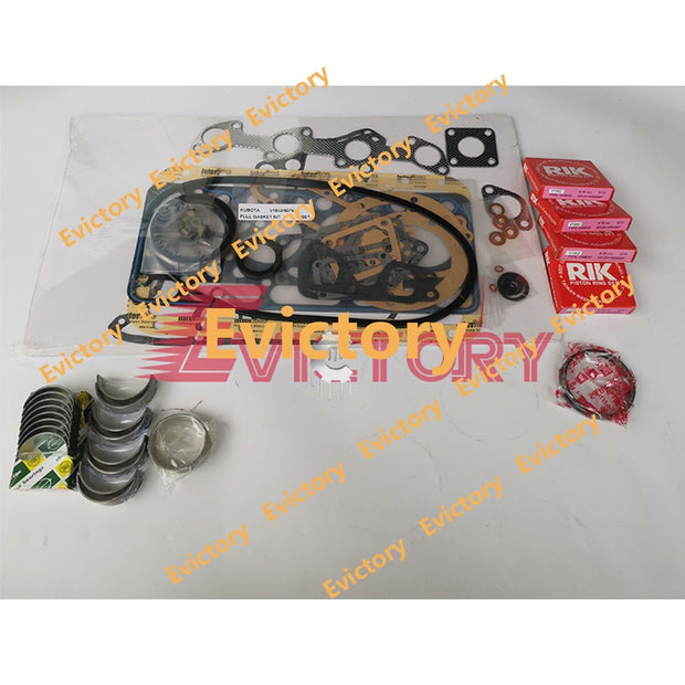 For KUBOTA V1505 rebuild kit full gasket kit + big small bearing + piston ring
