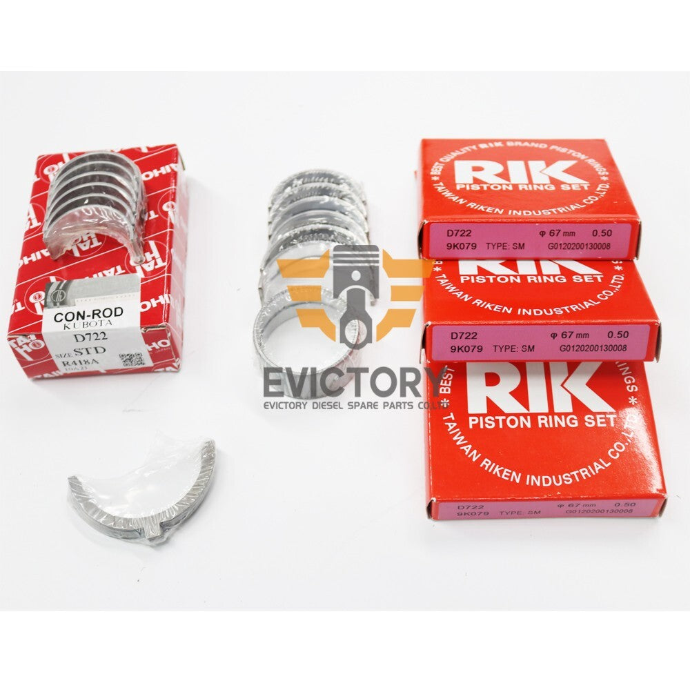 FOR KUBOTA D950 rebuild kit piston ring + full gasket kit + big small bearing