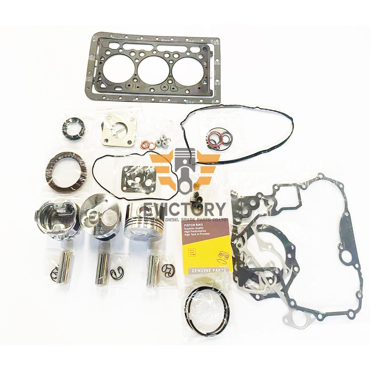 For Kubota  D902 Oversize Engine rebuild kit Piston ring +0.50 gasket bearing