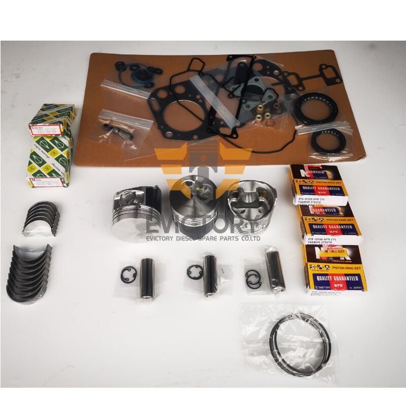 FOR YANMAR 3TNV76 rebuild kit piston valve guide gasket bearing engine 495 950