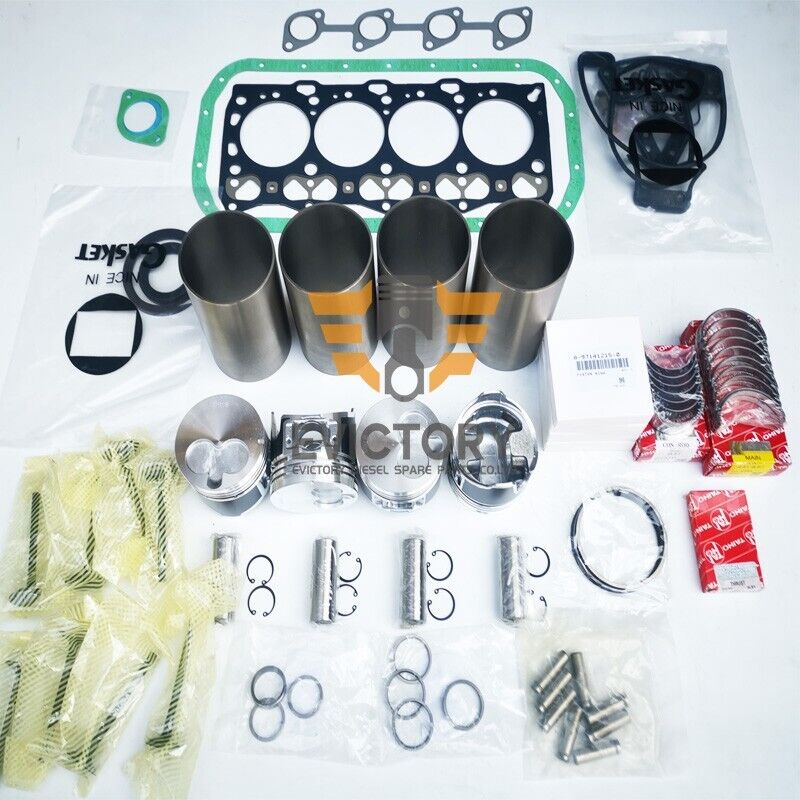 For Isuzu 4LE1 rebuild kit piston ring liner gasket bearing +valve +guide+seats