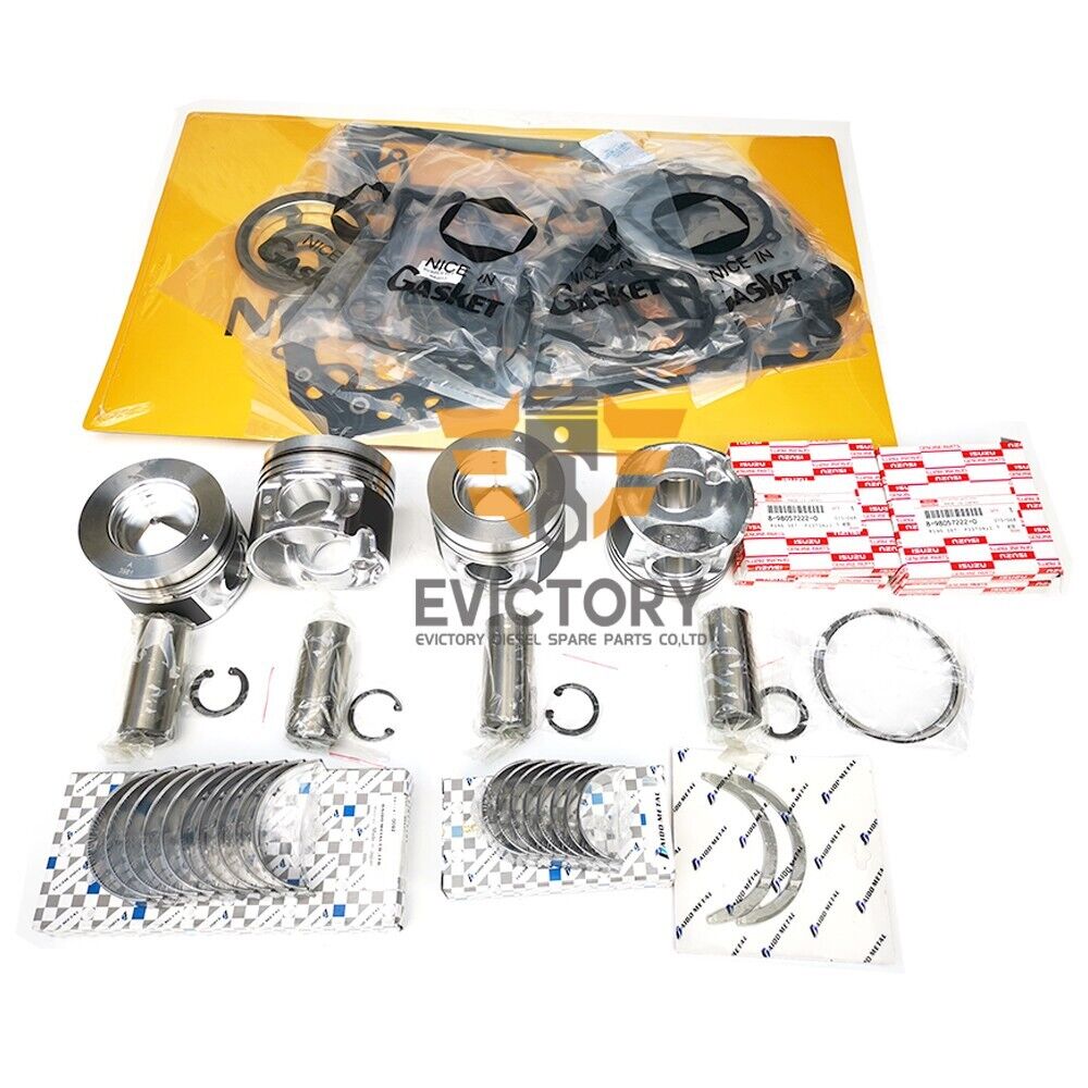For Isuzu 4JB1-T 4JB1T rebuild overhaul kit Piston ring bearing gasket valve