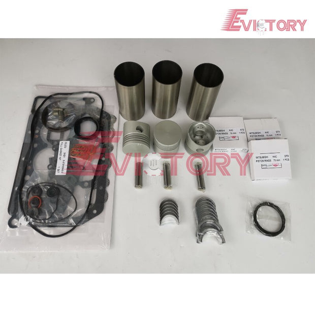 For Mitsubishi K3C rebuild kit piston liner cylinder gasket main conrod bearing