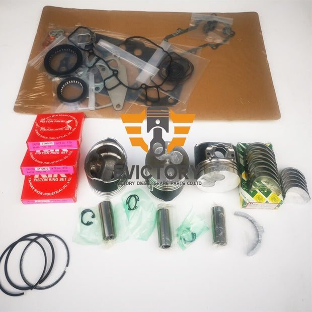 For Yanmar 3TNM74 rebuild kit piston+ring+liner+gasket + bearing+VALVE+GUIDE