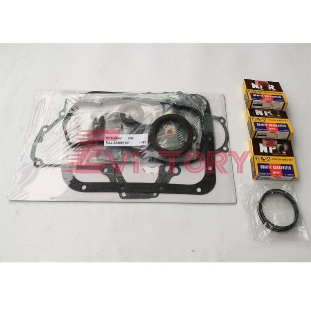 For Mitsubishi K3B piston ring + cylinder gasket head kit spare parts