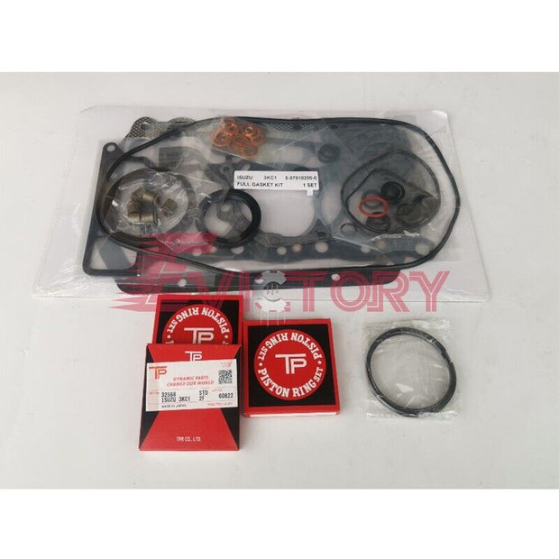 For Isuzu 3KC2 3KC1 rebuild kit engine piston ring + complete gasket kit
