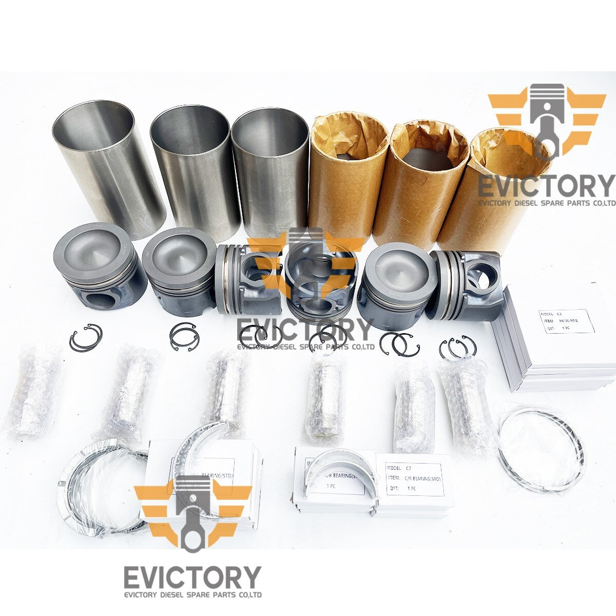 For Caterpillar C7 Engine Overhaul Rebuild Kit Piston Ring Liner Gasket Bearing