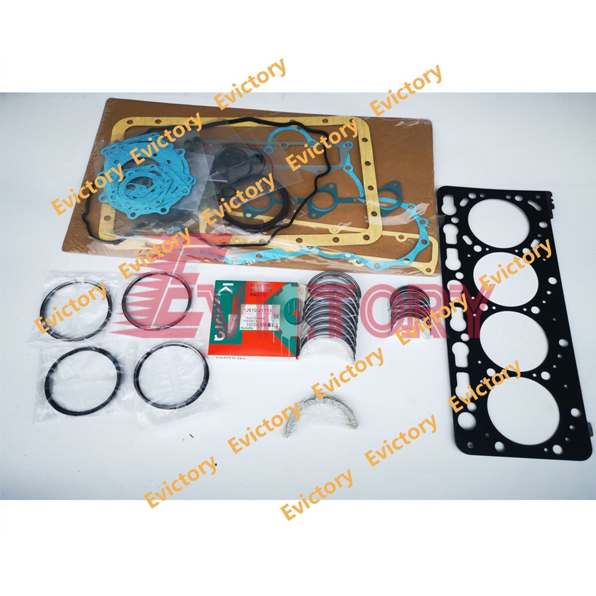 For Kubota V3600 rebuild kit piston ring + full gasket kit + big small bearing