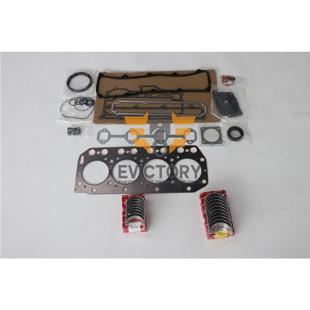 For Yanmar 4TN100E 4TN100L 4TN100 4TNE100 full gasket kit + big small bearings