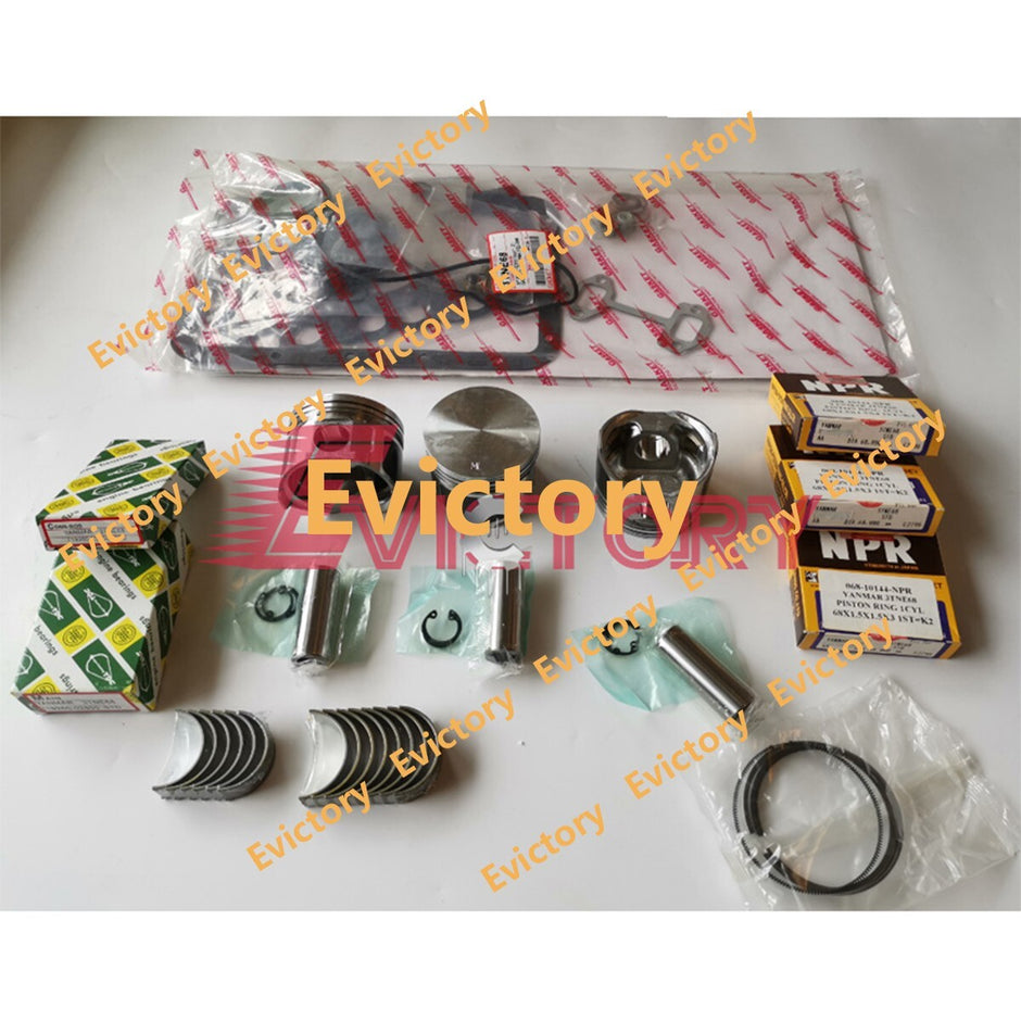 For Yanmar 3TNE66 3TN66E rebuild repair kit Piston + ring+ bearing + gasket