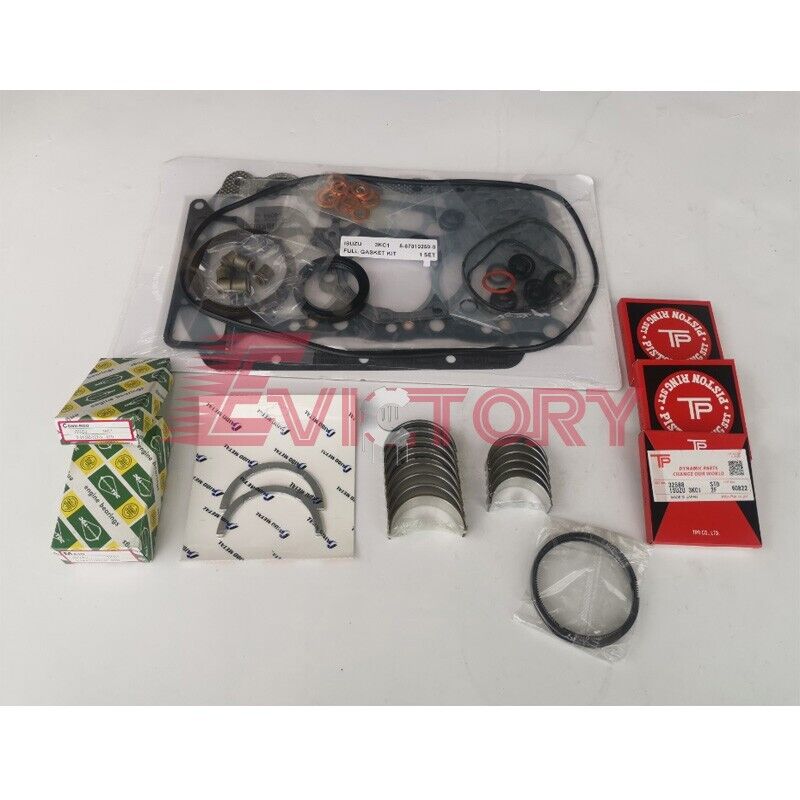 For Isuzu 3KC1 rebuild kit bearing piston ring valve guide gasket excavator