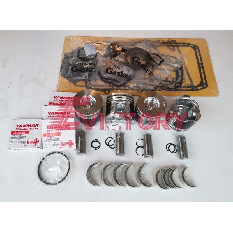 For yanmar 4TNV98T 4TNV98 overhaul rebuild kit + 16pcs valve + 16pcs valve guide